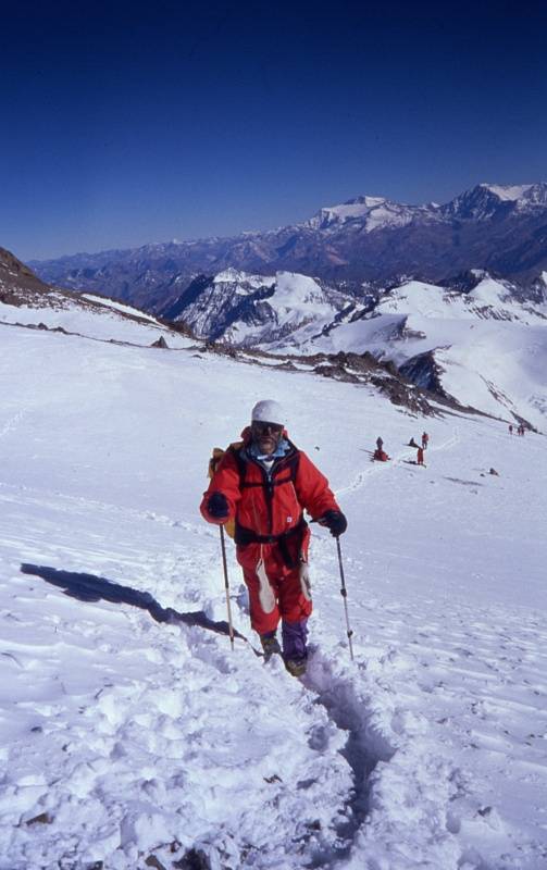 Jo op weg naar de top van de Aconcagua